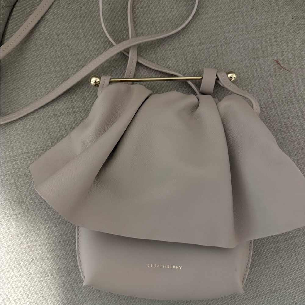 Strathberry Gray Crossbody Bag with Bow Detail